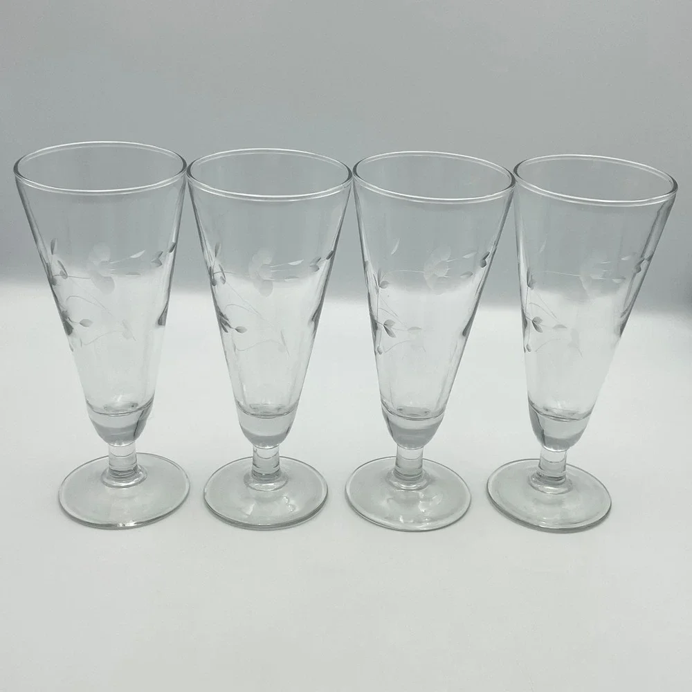 Princess House Heritage Set of 4 Crystal Pilsner Glass 7.5